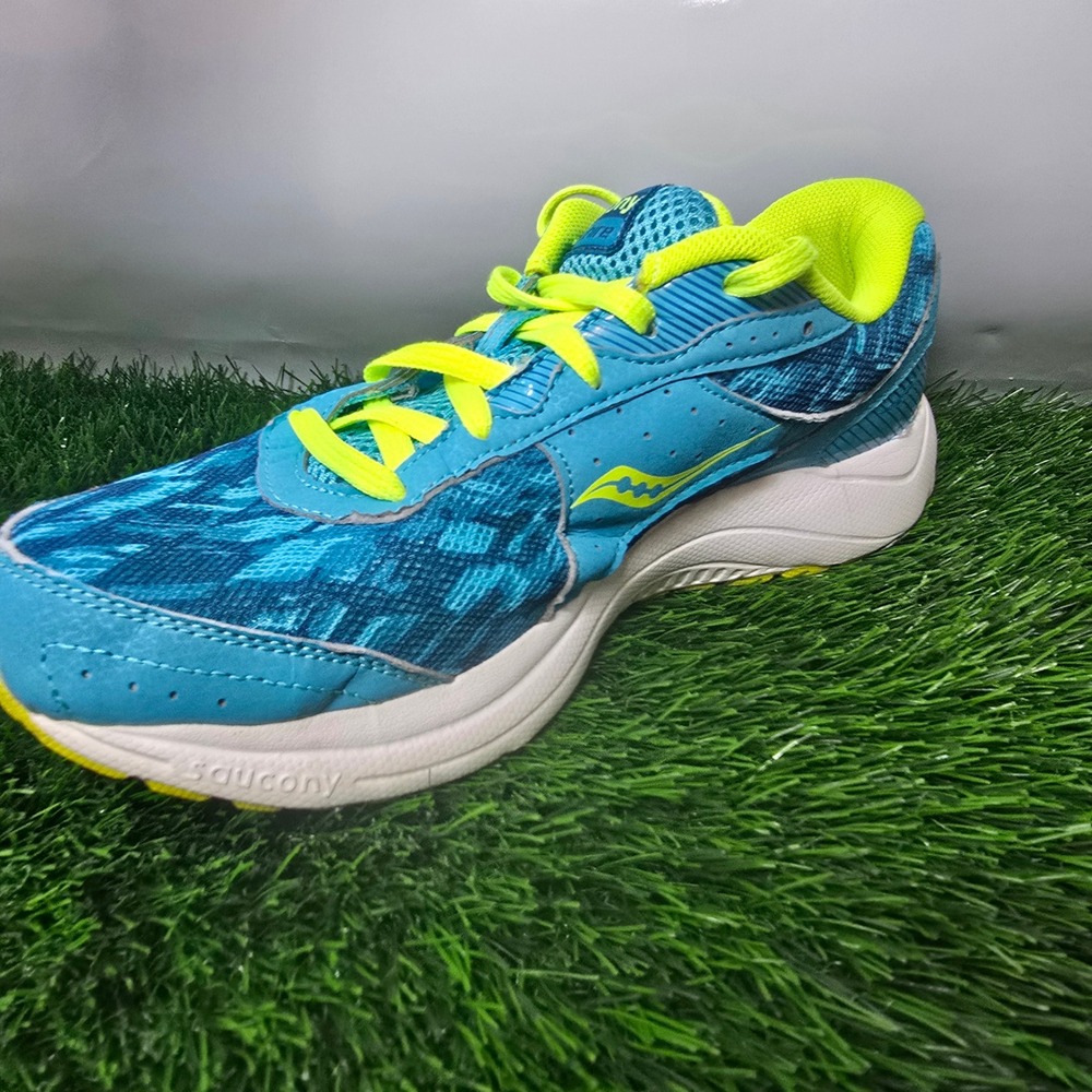 Saucony 8.5 Blue Sapphire Running Shoes Women S15220-2 Teal Lime Green Sneakers - Picture 3 of 10